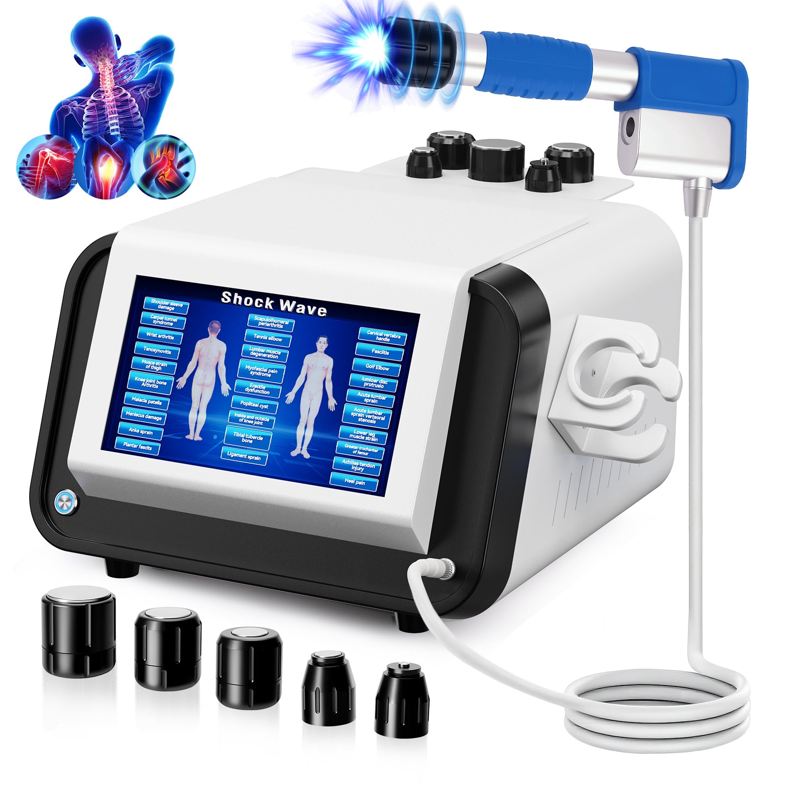 🎉UKKITEK Shockwave Therapy Machine Extracorporeal Shock Wave Therapy Machine Pain Relief for Muscles and Joints, Painless, Non-Invasive No Side Effects, Ideal for Rehab & Gym Home Use