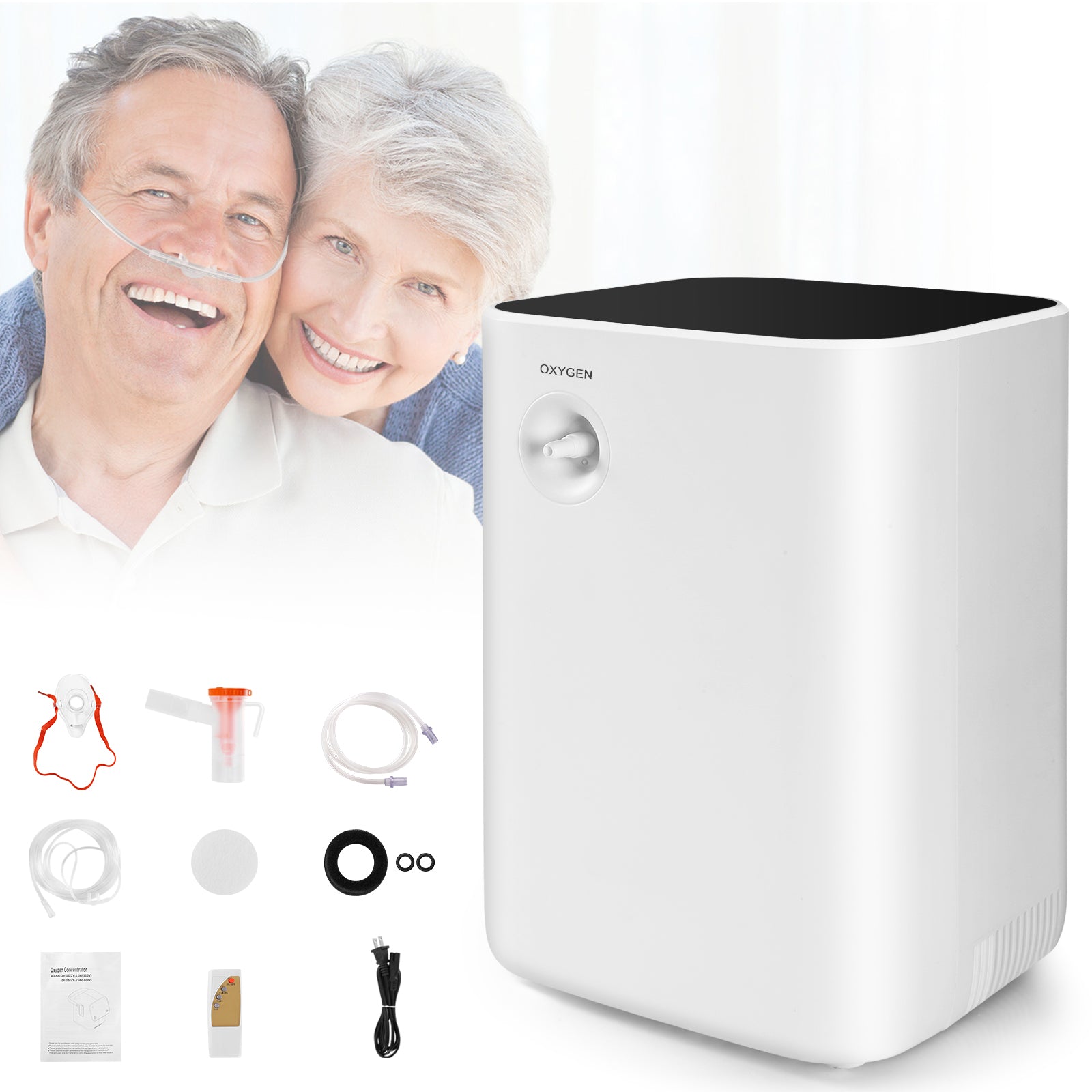 🎉UKKITEK Oxygen Concentrator Machine for Home/Trave,Adjustable 1-7 Liter Portable Oxygen Generator