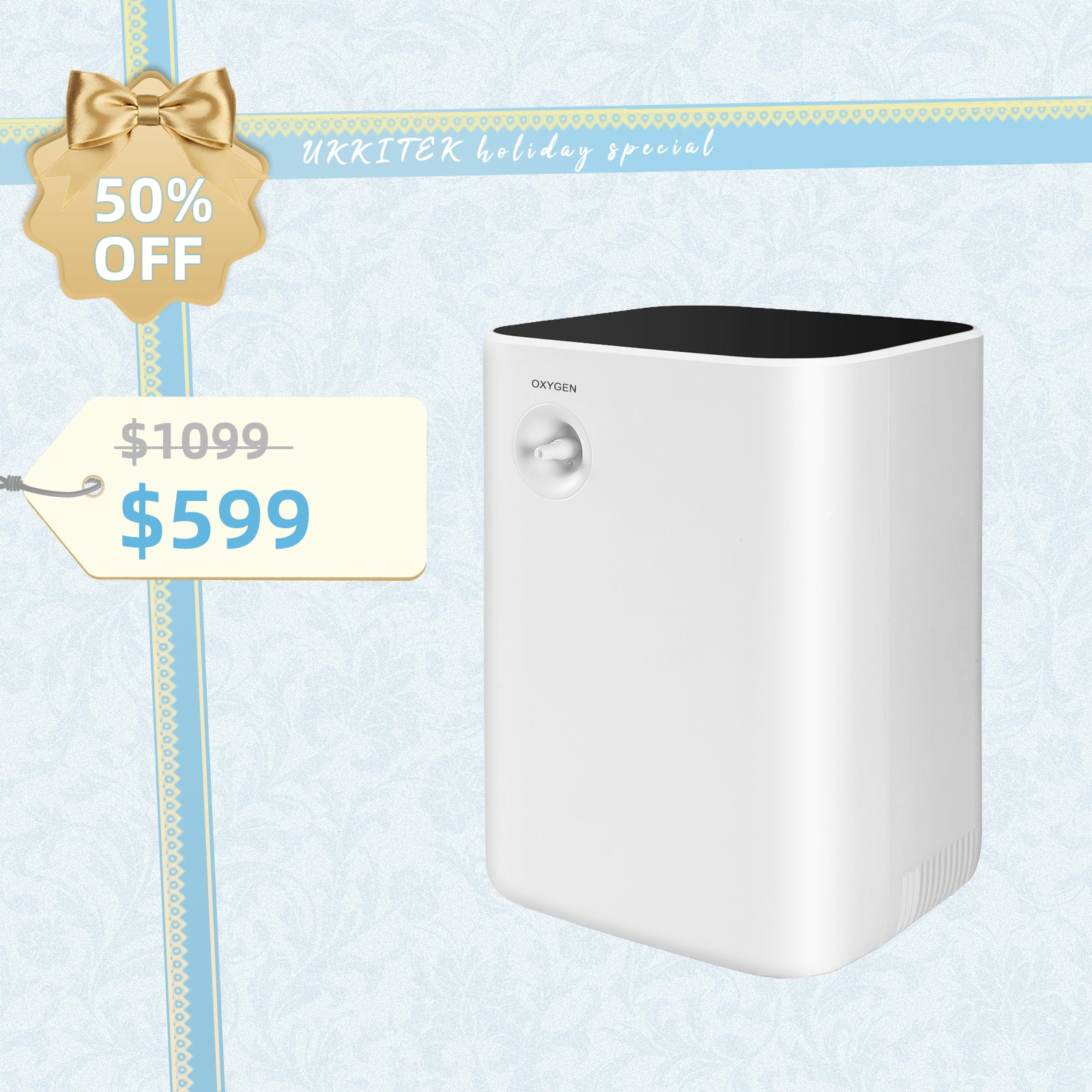 🎉UKKITEK Oxygen Concentrator Machine for Home/Trave,Adjustable 1-7 Liter Portable Oxygen Generator