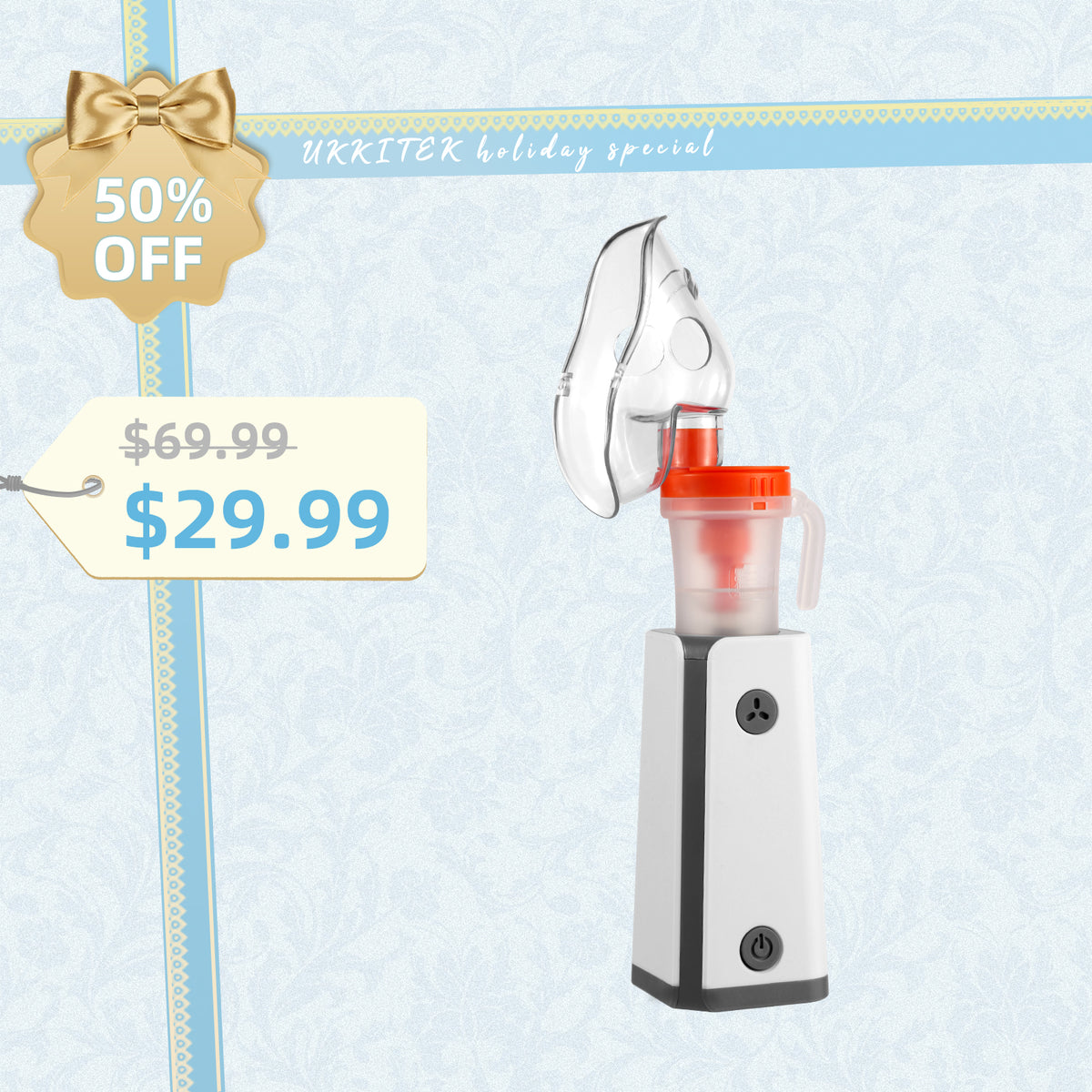 🎉UKKITEK Portable Nebulizer for Adults and Kids Compressor Nebulizer Machine with 1 Set of Kits for Home Travel  Mesh Nebulizer for Use Effectively
