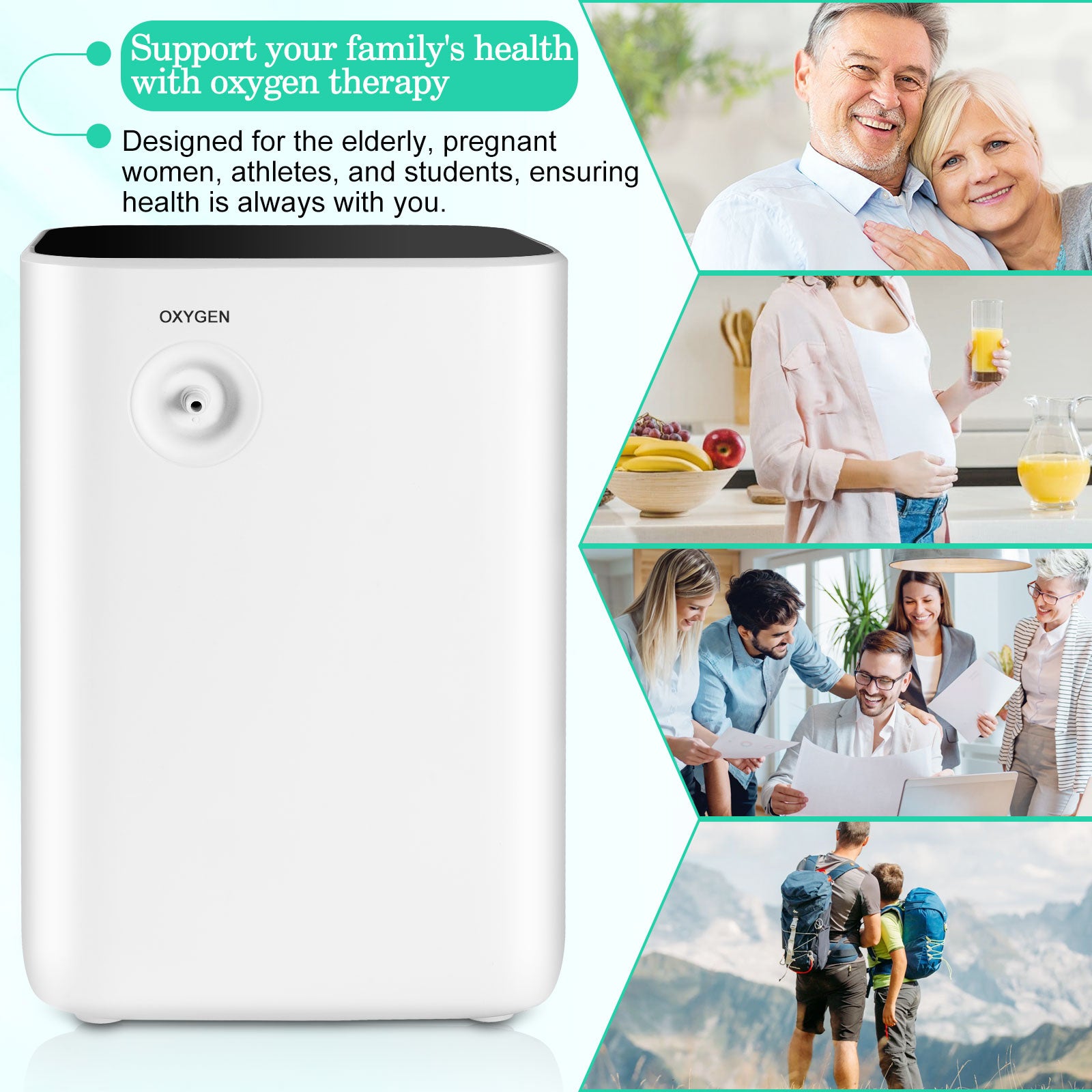 🎉UKKITEK Oxygen Concentrator Machine for Home/Trave,Adjustable 1-7 Liter Portable Oxygen Generator