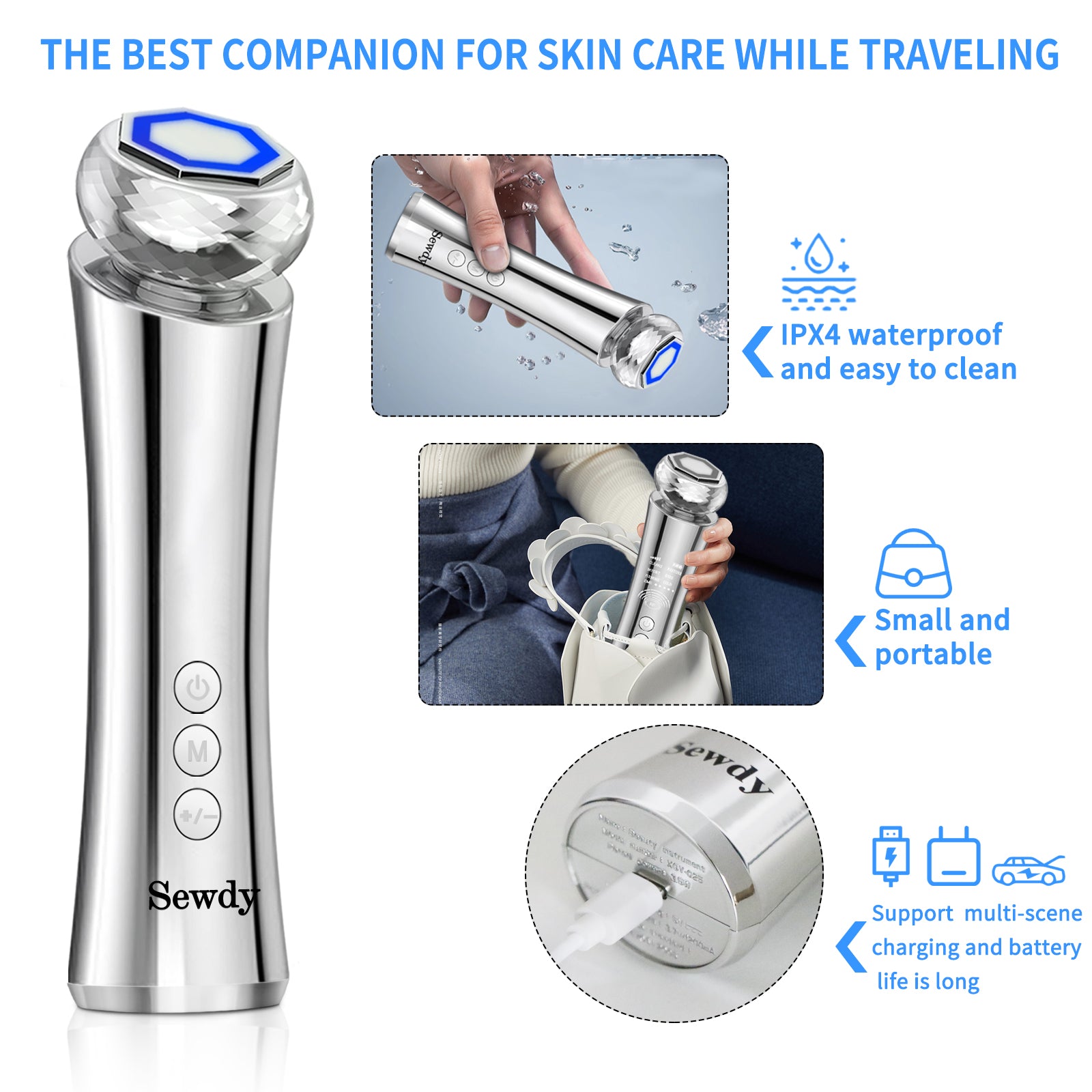 🎉UKKITEK SENSILIFT 6-in-1 Facial Massager 6 Modes Portable Face Neck Device for Skin Care