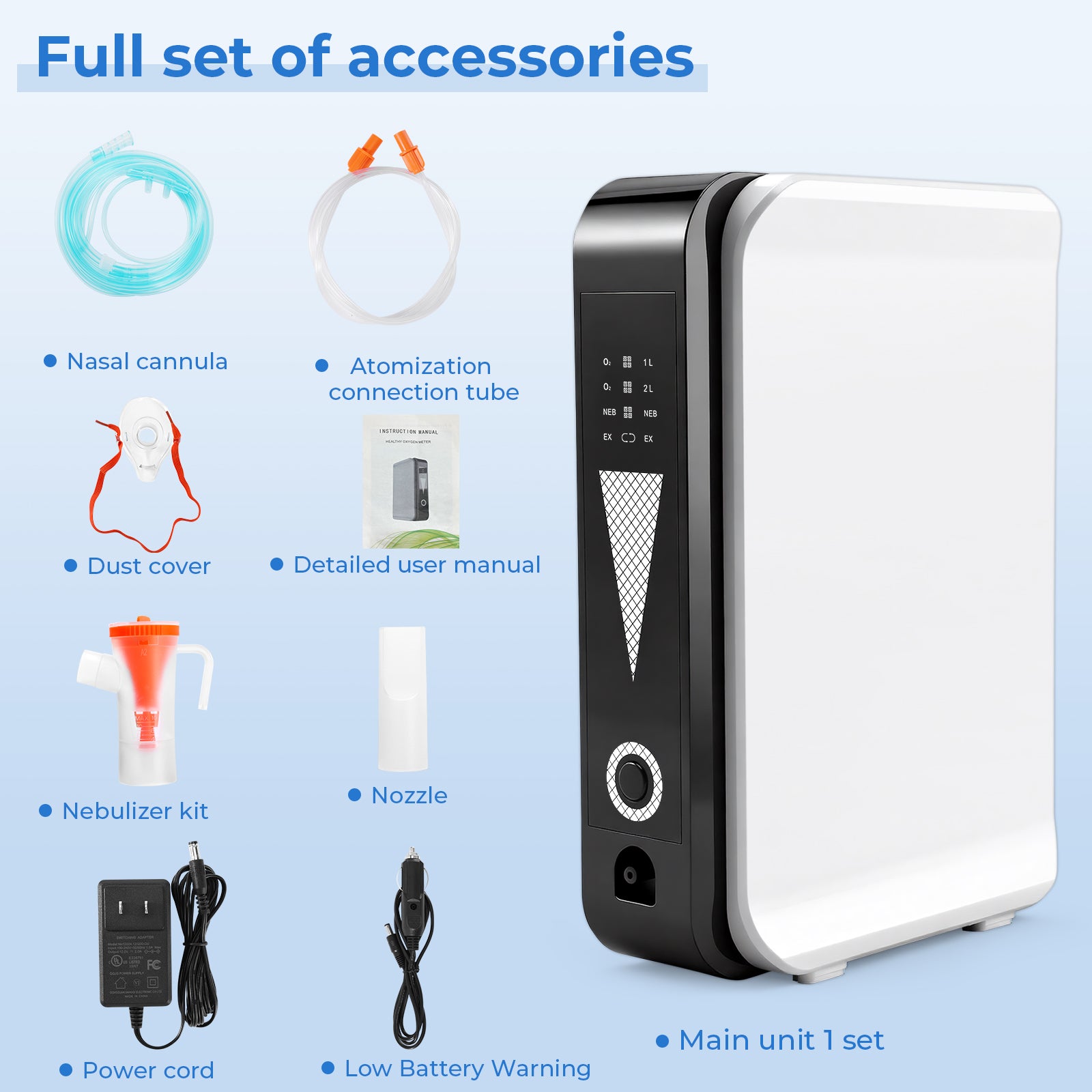 🎉UKKITEK Portable Oxygen Generator for Home/Trave,Adjustable 1-2 Liter Oxygen Concentrator Machine