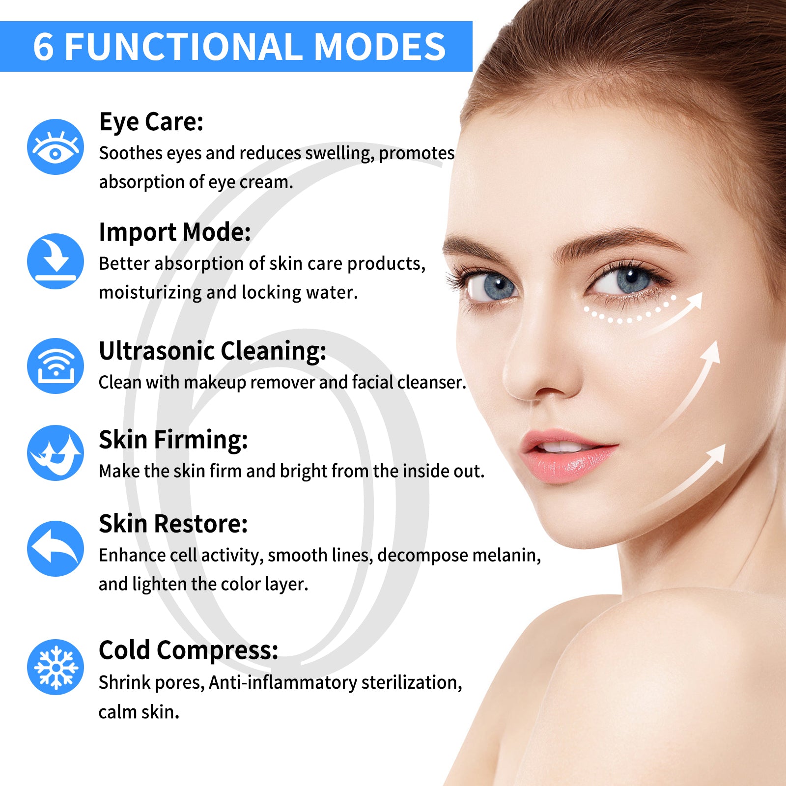 🎉UKKITEK SENSILIFT 6-in-1 Facial Massager 6 Modes Portable Face Neck Device for Skin Care