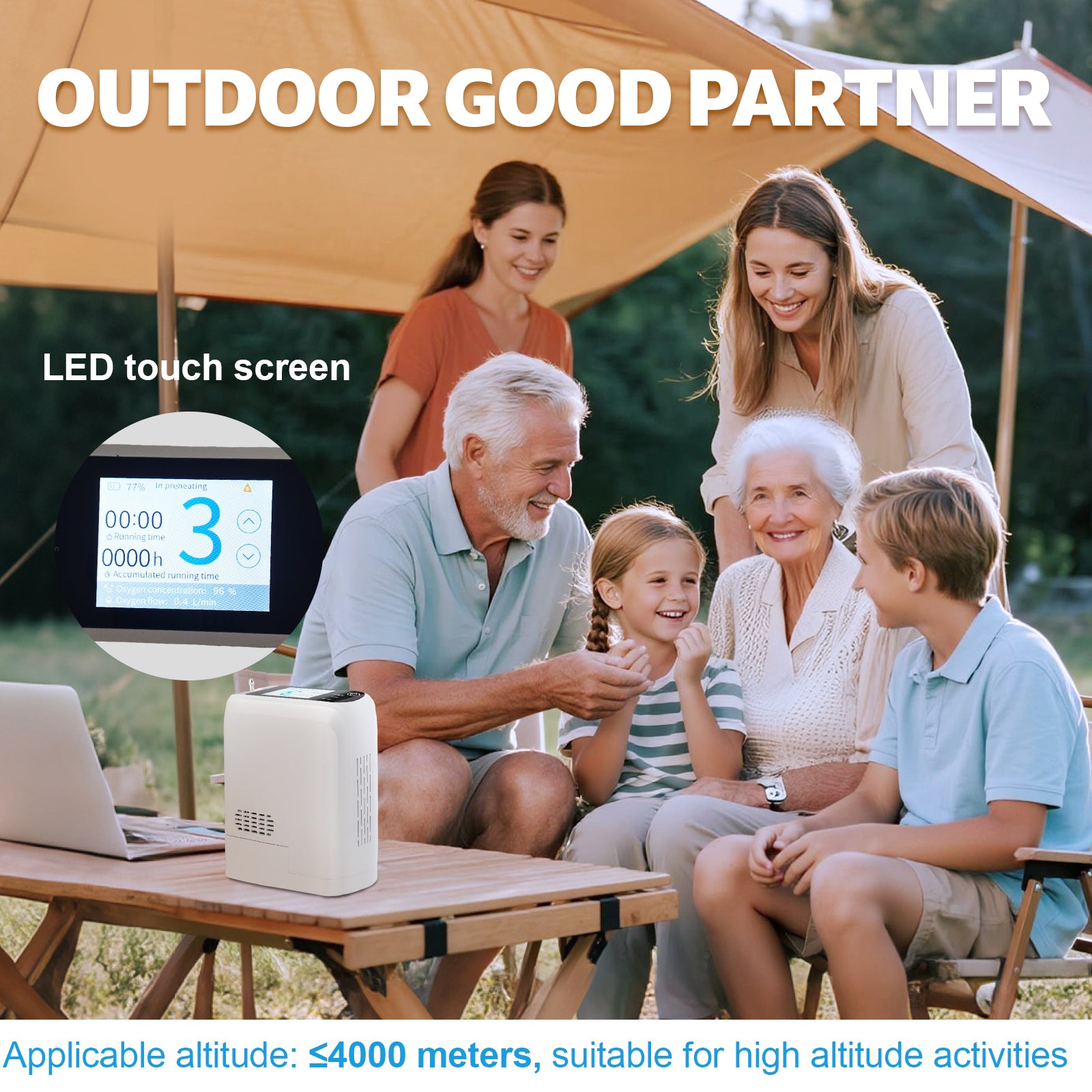 🎉UKKITEK Portable Oxygen Concentrator with Bag 1-7L Adjustable Portable Oxygen Machine 93% with Accessoires Oxygen Concentrator Machine for Travel/Home