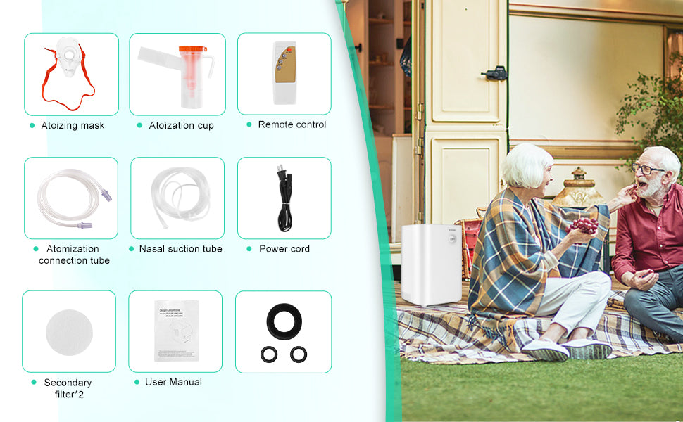 🎉UKKITEK Oxygen Concentrator Machine for Home/Trave,Adjustable 1-7 Liter Portable Oxygen Generator